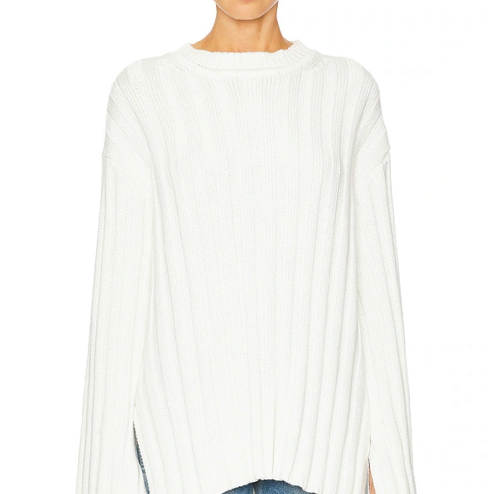 REVOLVE White Cowl Neck Sweater with Ribbed Detailing